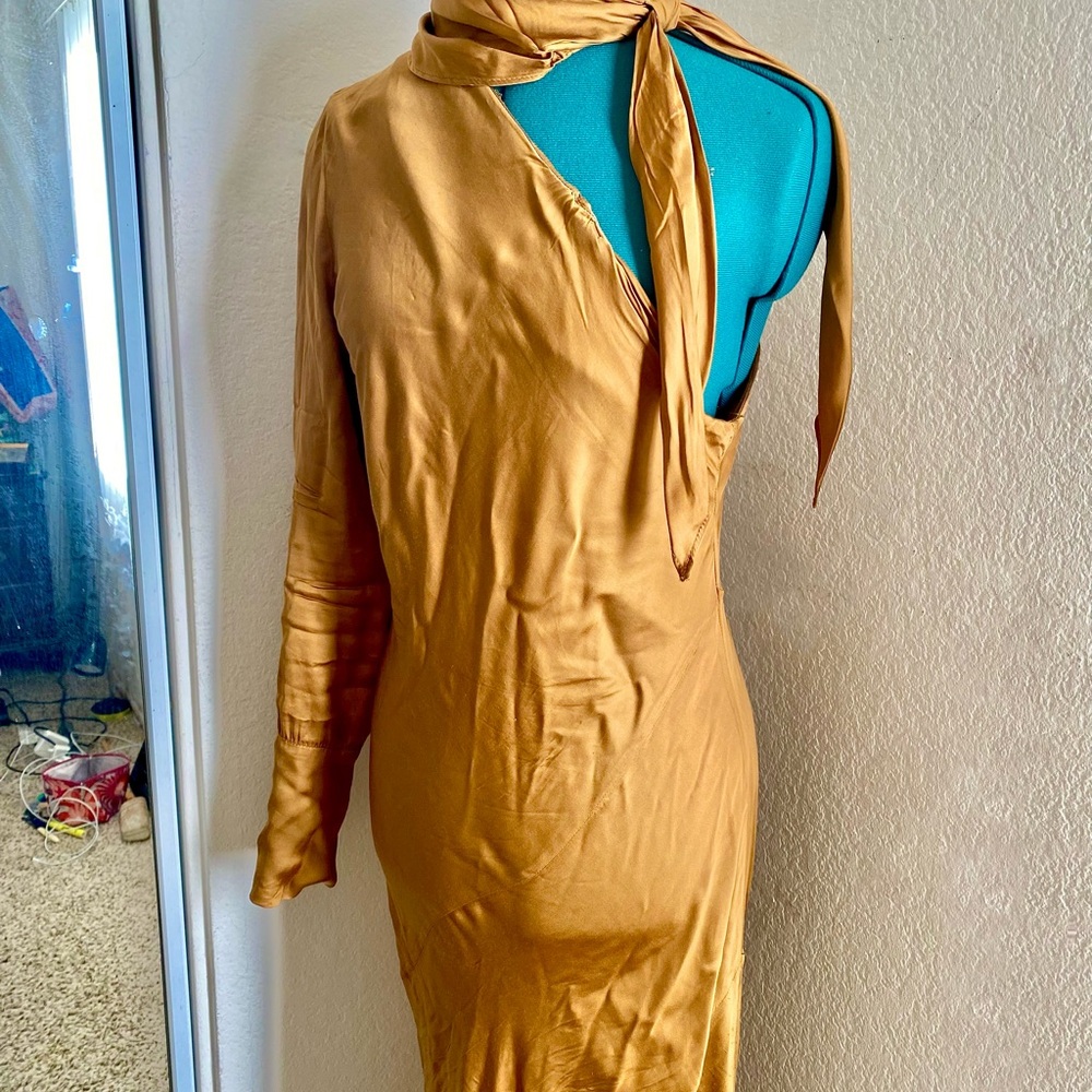 Young Fabulous and Broke Copper Silk Dress L - Picture 6 of 7